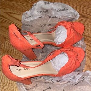 BAMBOO Women's Bold Orange Heels
